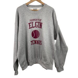 Property Of Elgin Tennis Vintage Gildan Gray Crewneck Sweatshirt Mens Size XL